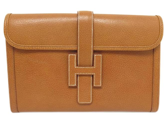 Hermès NOVA BOLSA VINTAGE HERMES JIGE ELAN 29 PM BOLSA DE COURO PECARI CLUTCH Camelo  ref.1394704