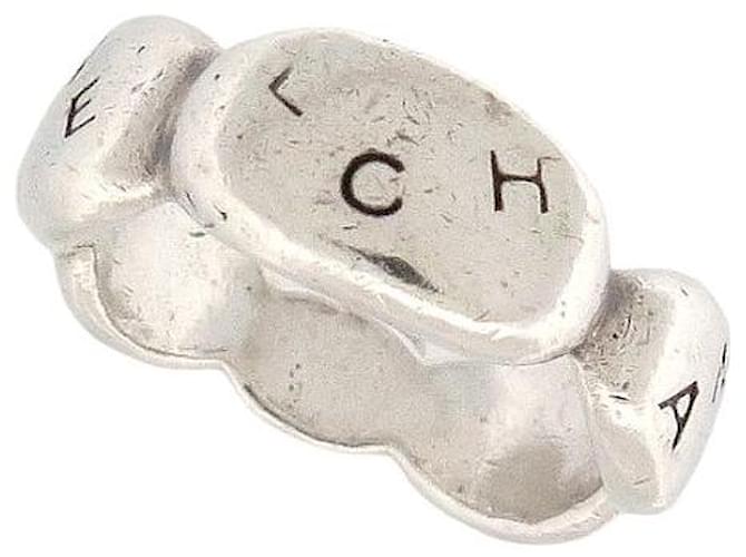 VINTAGE CHANEL RING LETTERS T53 IN 925 STERLING SILVER 6.8G GAETAN DE PERCIN RING Silvery  ref.1394716