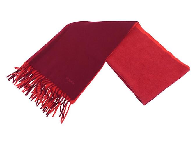 Hermès ECHARPE HERMES FRANGES DOUBLE FACE 170CM CACHEMIRE BICOLORE CASHMERE SCARF Rouge  ref.1394719