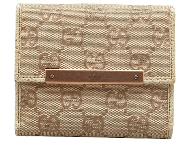 Gucci GG Canvas Compact Wallet Carteira curta de lona 112716 em bom estado  ref.1394733