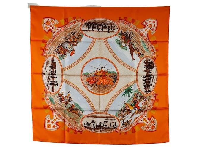 Hermès Hermes Carre 90 Cavaliers Peuls Silk Scarf Canvas Scarf in Excellent condition Cloth  ref.1394735