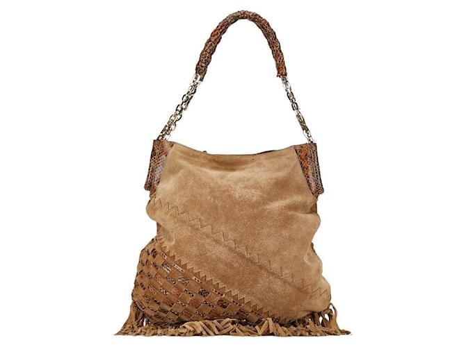 Bolsa de couro Jimmy Choo Suede Tatum Fringe Hobo em bom estado  ref.1394737