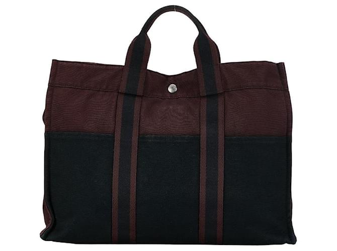 Hermès Hermes Toile cabas MM Sac à main en toile en bon état  ref.1394749