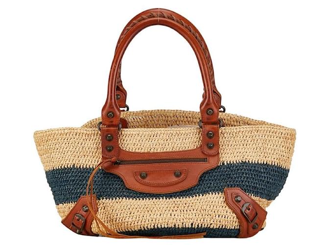 Balenciaga Raffia Panier Bag Handtasche aus Naturmaterial 236741 in gutem Zustand  ref.1394761