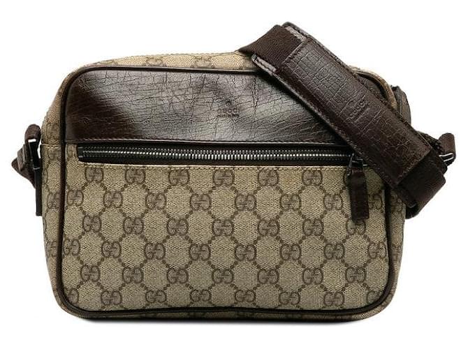 Gucci GG Canvas Crossbody Bag Bolsa de ombro de lona 114291 em bom estado  ref.1394775