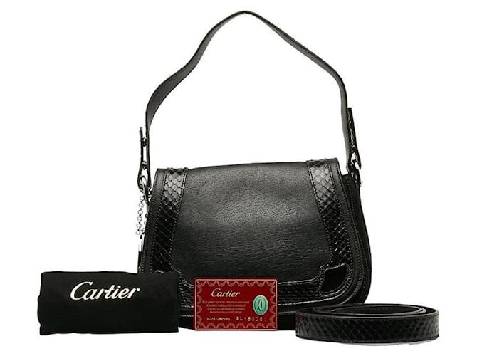 Cartier Leder geprägte Handtasche Lederhandtasche in gutem Zustand  ref.1394789