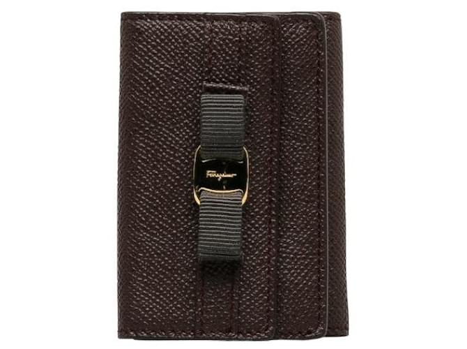 Salvatore Ferragamo Leather Vara Ribbon Wallet  Leather Short Wallet JL-22 D951 in Excellent condition  ref.1394793