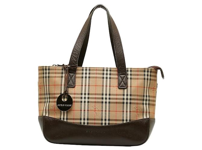 Bolso de mano Burberry Haymarket Check Bolso de lona en buen estado Lienzo  ref.1394796