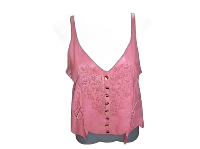 Christian Lacroix Bustier aus rosa Leder. Größe 38. Pink  ref.1394839