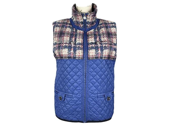 Chanel CC Buttons Quilted Puffer Vest Blue  ref.1394842