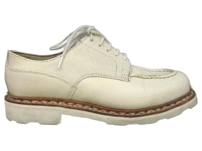 Paraboot Zapatos con cordones Blanco Dorado Cuero  ref.1394848