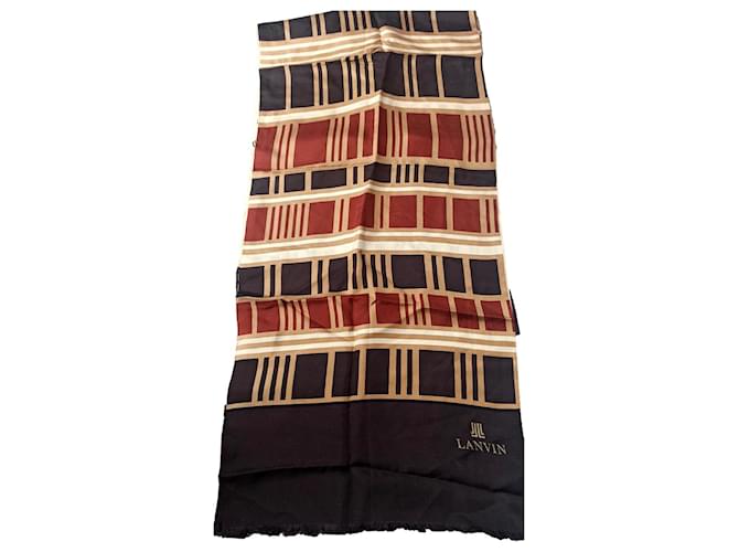 Lanvin Scarves Brown Beige Silk  ref.1394856