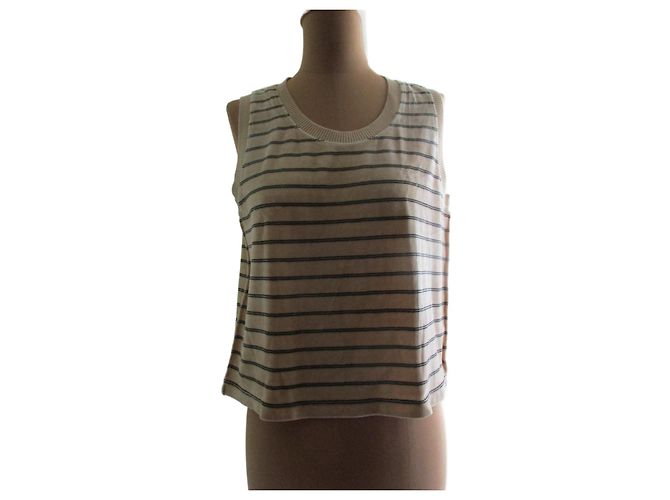 Sonia Rykiel Samtoberteil gestreift, Größe L. Beige