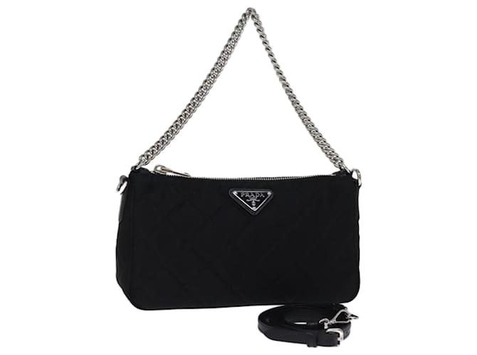 PRADA Chain Umhängetasche Nylon 2way Schwarz Auth 73993A  ref.1394872