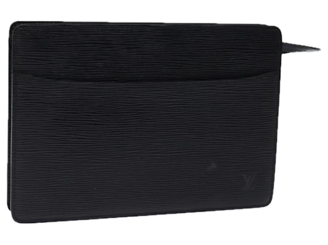 Bolsa clutch LOUIS VUITTON Epi Pochette Homme preta M52522 Autenticação de LV12640 Preto Couro  ref.1394878