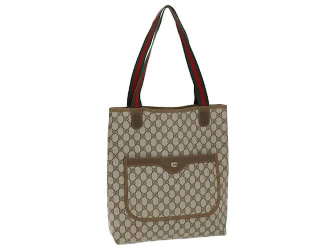 Sacola GUCCI GG Supreme Web Sherry Line PVC Bege Vermelho 40 02 003 Auth yk12529  ref.1394883