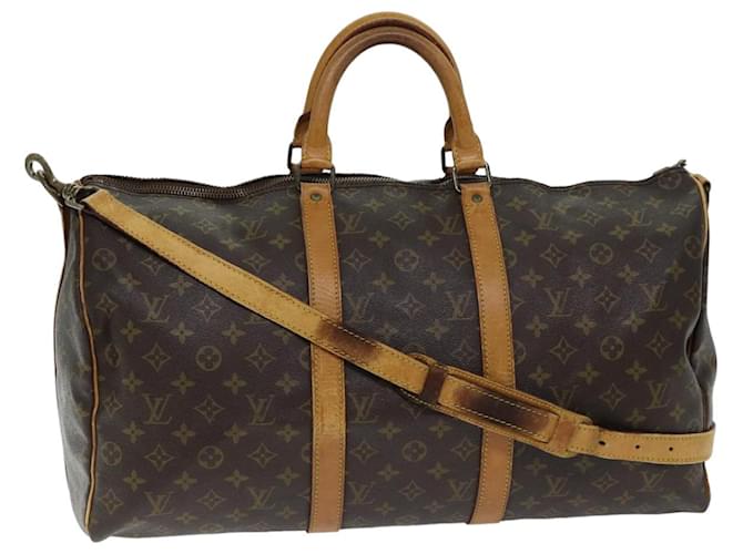 LOUIS VUITTON Monogramm Keepall Bandouliere 50 Boston Tasche M41416 LV Auth 74177 Leinwand  ref.1394886