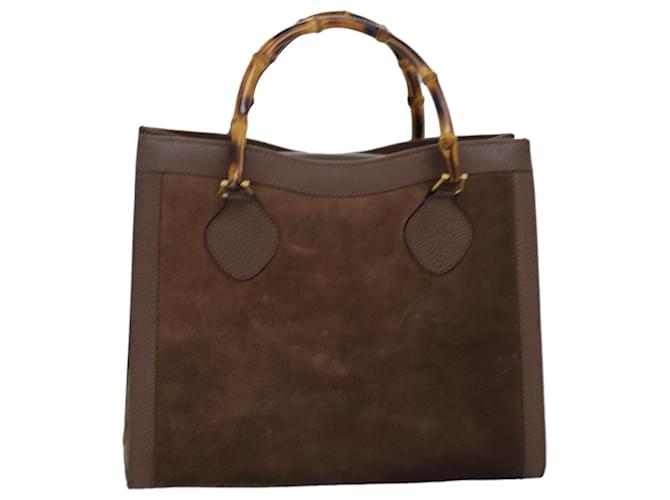 GUCCI Sac cabas en bambou Daim Marron 002 2853 0260 0 Auth 75116 Suede  ref.1394892