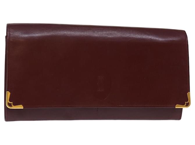 CARTIER Clutch Bag Leather Wine Red Auth bs14298  ref.1394920