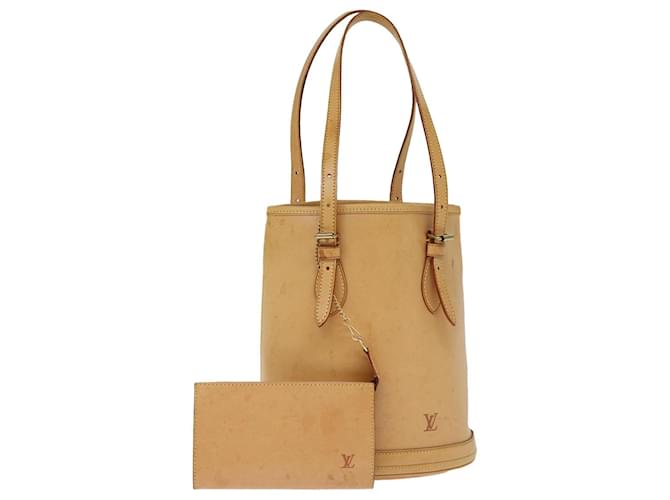 Bucket Bolsa de ombro LOUIS VUITTON Nomad Couro PM Bege M85001 Autenticação de LV bs14310  ref.1394945