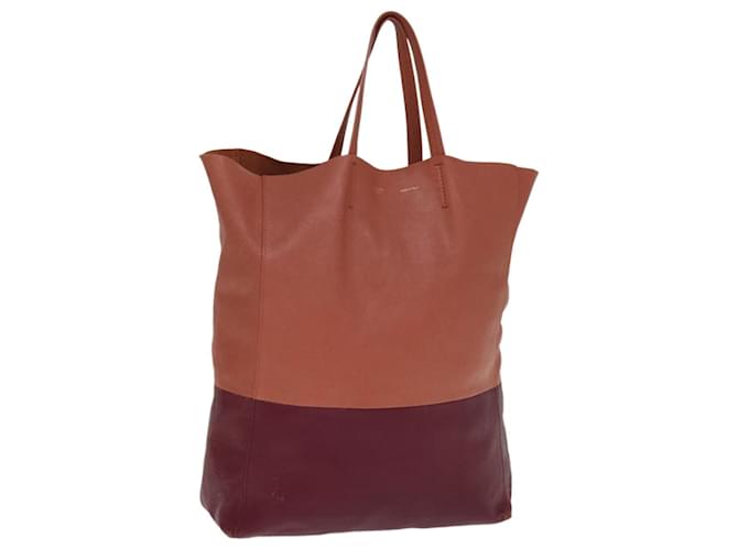 Céline CELINE Horizontale Cabas Einkaufstasche Leder Bordeaux Orange Auth ar11846  ref.1394977