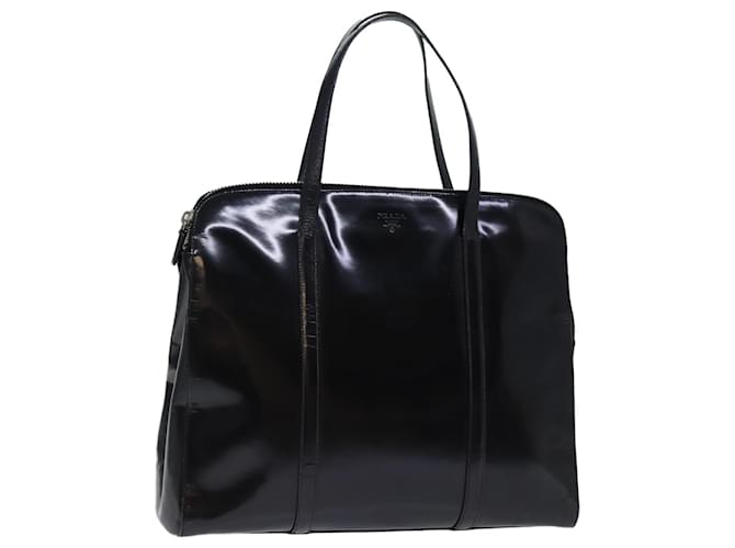 Tote Bolsa PRADA em couro envernizado preto Auth bs14088  ref.1394979