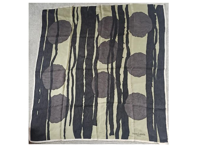 Lenço de seda Lanvin Jeanne Castanho Verde Marrom
