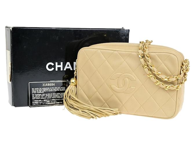 Camera Chanel caméra Cuir Beige  ref.1395081