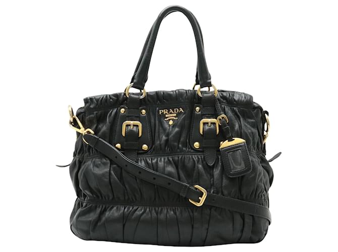 Prada Gathered Black Leather  ref.1395111