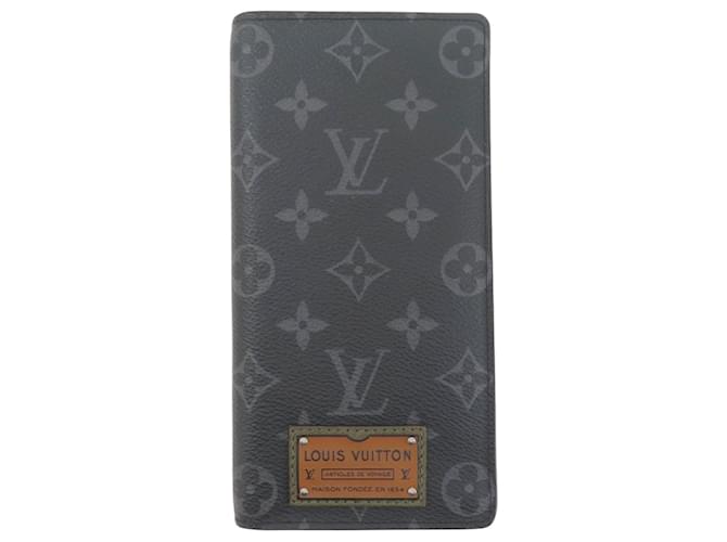 Louis Vuitton Portefeuille Brazza Schwarz Leinwand  ref.1395140