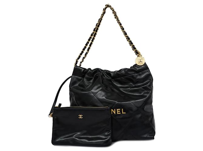 CC de Chanel Cuir Noir  ref.1395169