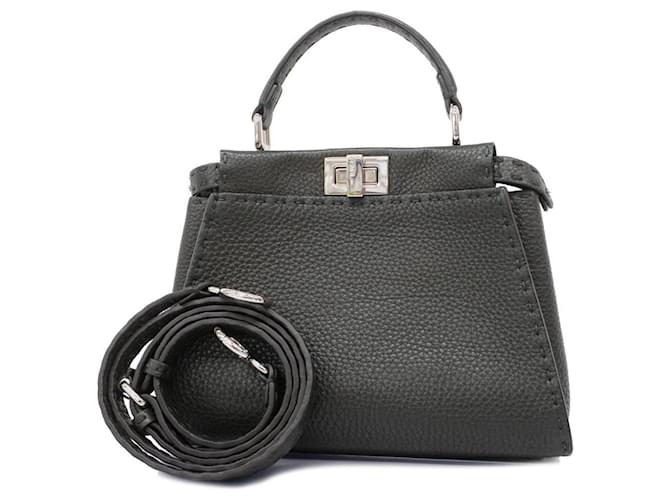 Fendi Peekaboo Preto Couro  ref.1395265