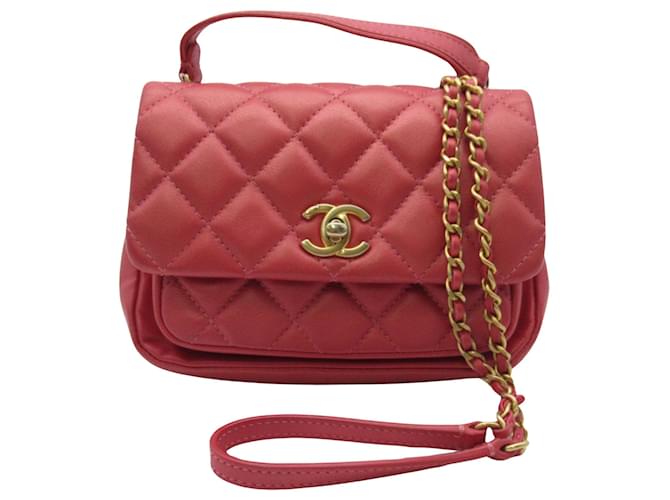 Chanel Matelassé Red Leather  ref.1395290