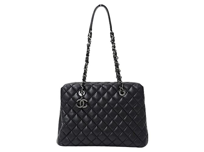 Chanel Shopping Black Leather  ref.1395304