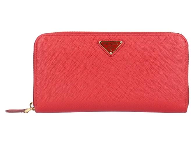 Prada Saffiano Vermelho Couro  ref.1395439