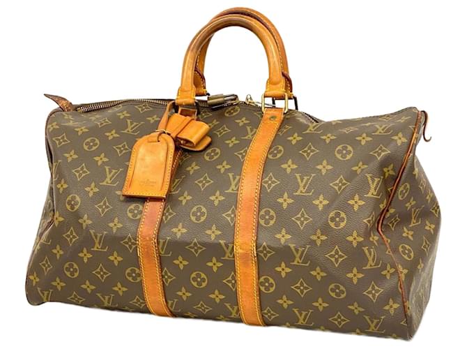 Louis Vuitton Keepall 50 Marrom Lona  ref.1395484