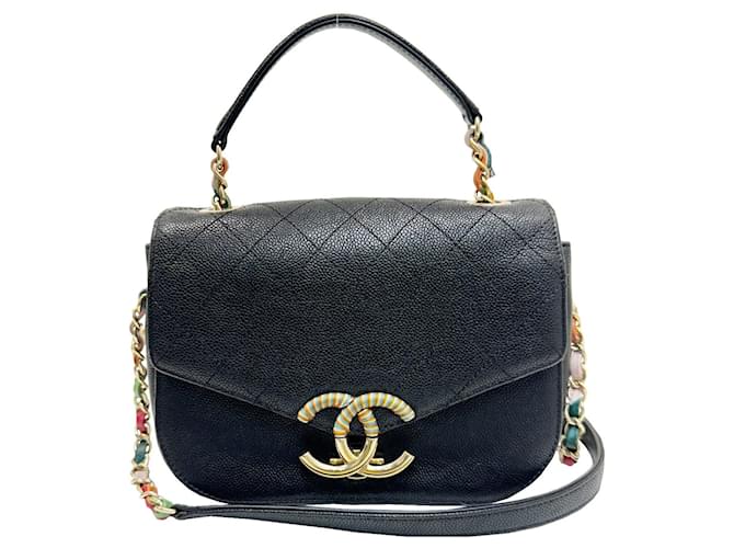 Timeless Chanel Matelassé Preto Couro  ref.1395508