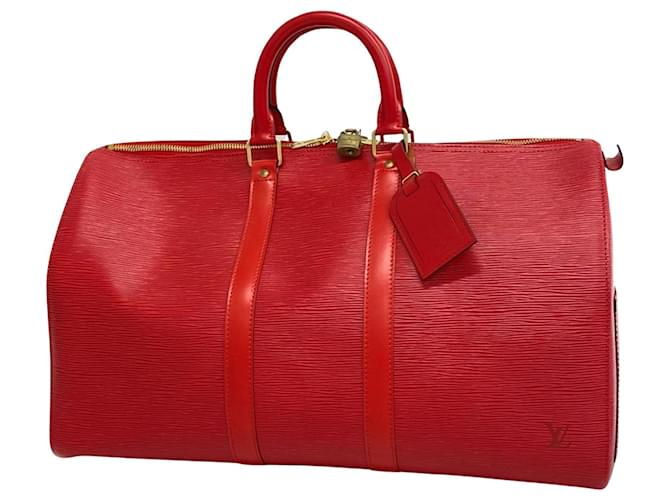 Louis Vuitton Keepall 45 Vermelho Couro  ref.1395510