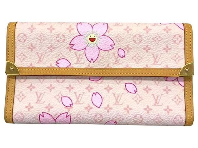 Louis Vuitton Porte tresor internacional Rosa Lona  ref.1395519