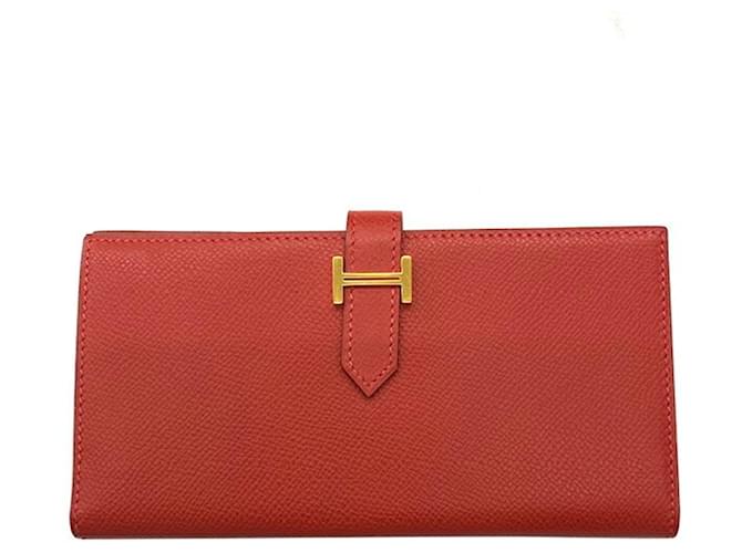 Hermès Béarn Red Leather  ref.1395540