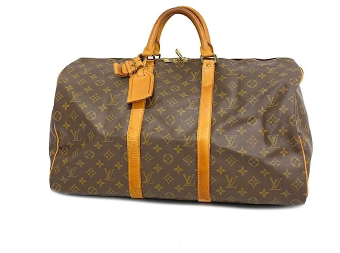 Louis Vuitton Keepall 50 Braun Leinwand  ref.1395597