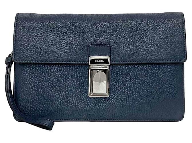 Prada Saffiano Blu Pelle  ref.1395618