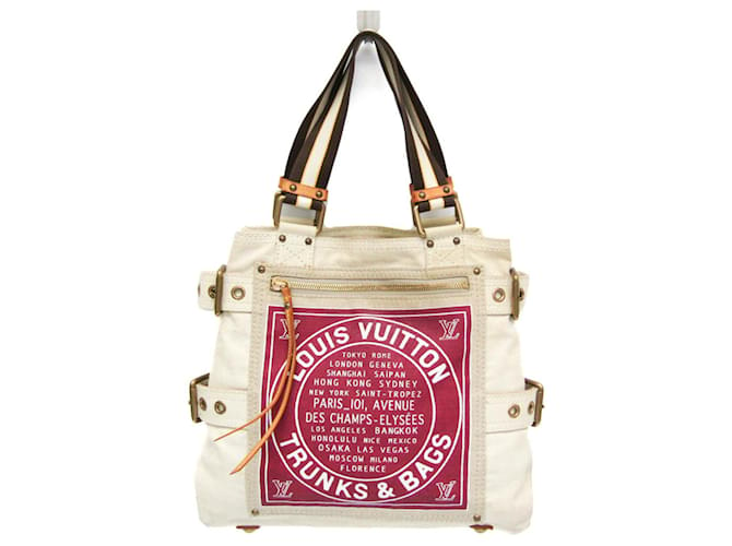 Borsa shopper Louis Vuitton Globe Bianco Tela  ref.1395638