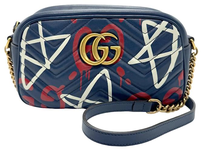 Gucci GG Marmont Navy blue Leather  ref.1395689