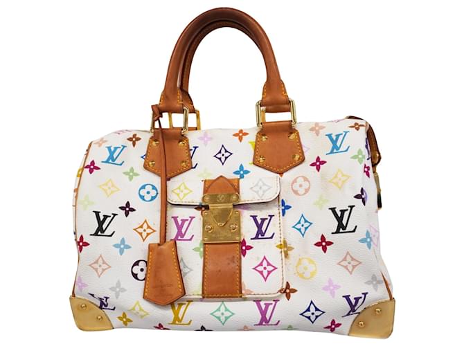 Louis Vuitton Speedy 30 Blanco Lienzo  ref.1395692