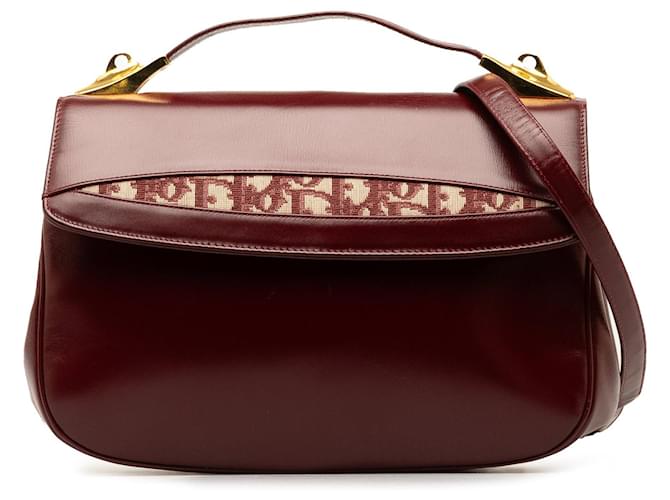 Bolso satchel Dior oblicuo de cuero rojo Roja  ref.1395751
