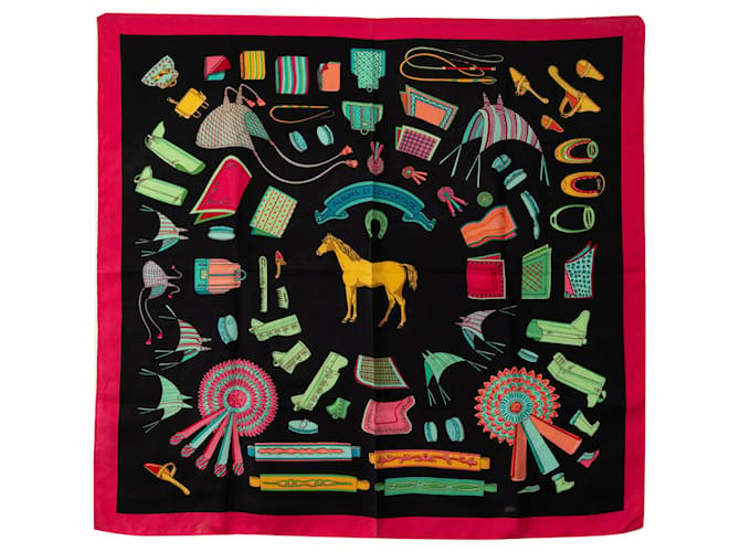 Black Hermès Albums De Colportage Silk Scarf Scarves  ref.1395755