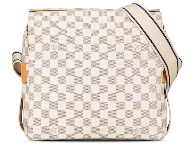 White Louis Vuitton Damier Azur Naviglio Crossbody Bag Bianco Tela  ref.1395759
