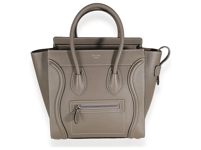 Luggage Céline Micro Bagagli Tote Celine Souris in pelle di vitello bottalata Grigio  ref.1395763