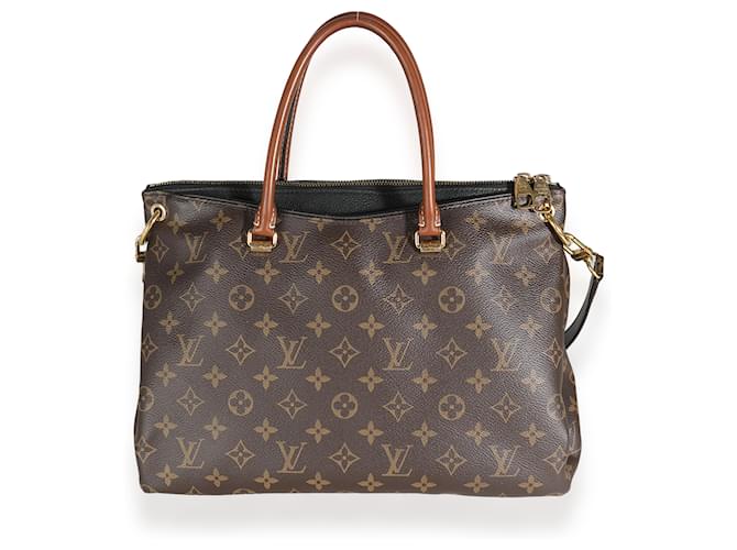 Louis Vuitton Black Monogram Canvas Pallas MM Brown Cloth  ref.1395772